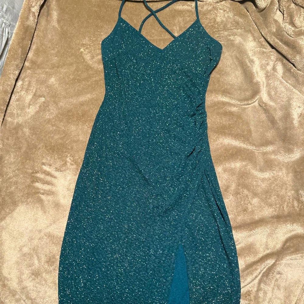 Green sparkly dress